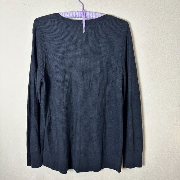 NWT GAP Waffle Weave Knit Crew Neck Sweater Black Size Large - Picture 7 of 8